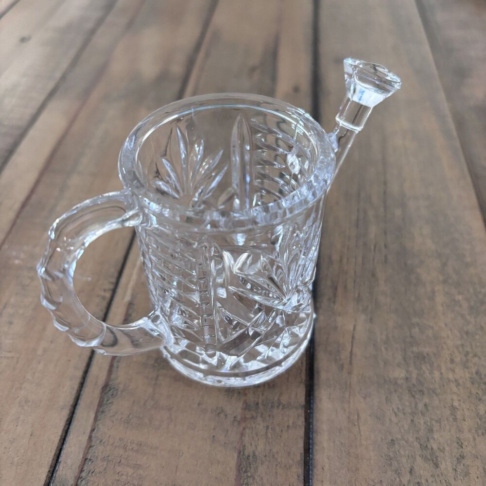 Vintage 3” Decorative Clear Crystal Glass Watering Can Vase Trinket Holder